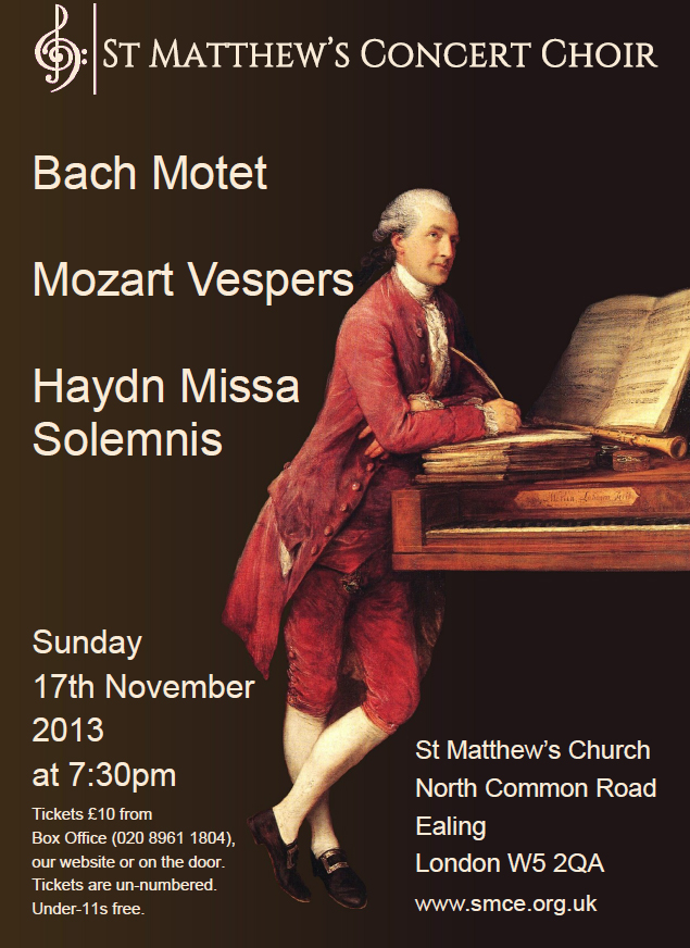 Bach Motet, Mozart Vespers,Haydn Missa Solemnis